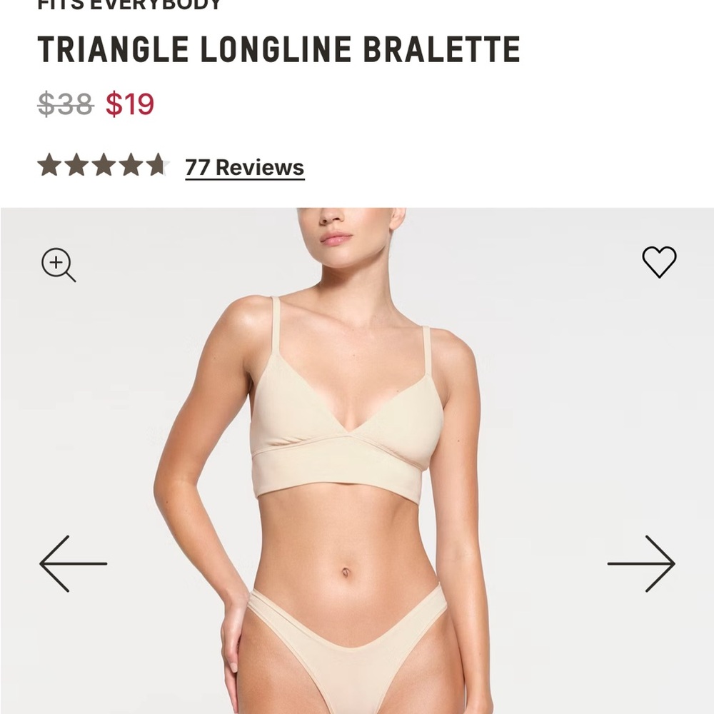 SKIMS Triangle Longline Bralette in Beige